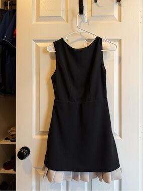 SHEIN Black Sleeveless A-Line Dress with Cream Ruffle Hem